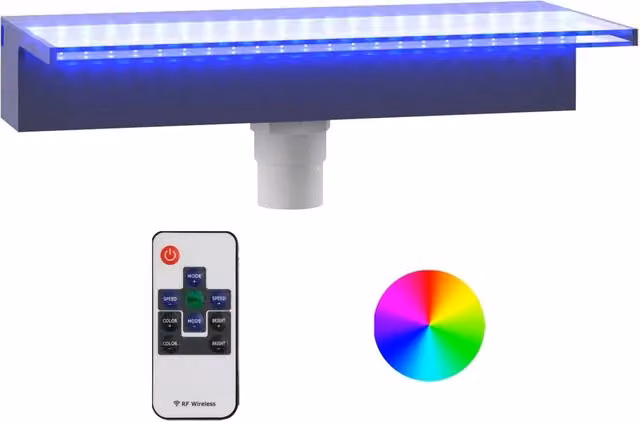 Sfioratore a Cascata con LED RGB in Acrilico Design In, Colore Grigio e Trasparente, L: 45 cm – 1