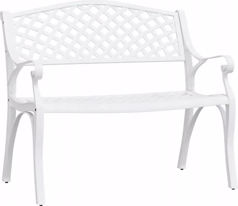 Panchina da giardino Decorazione Panchina da giardino 102x83cm Panchina da giardino Mobili in alluminio fuso Bianco