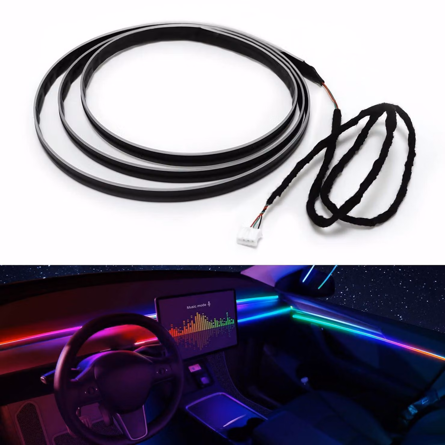 Striscia LED per interni auto, acrilico, 43 pollici, impermeabile, luce bianca fredda