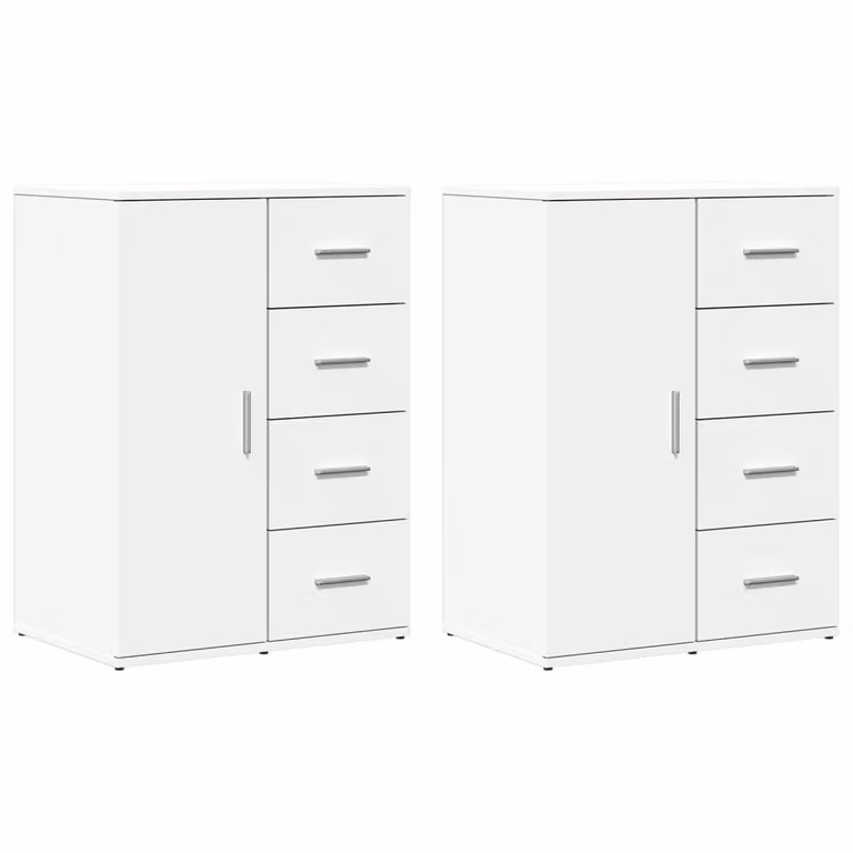 Credenze 2 pz Bianche 59x39x80 cm in Legno Multistrato