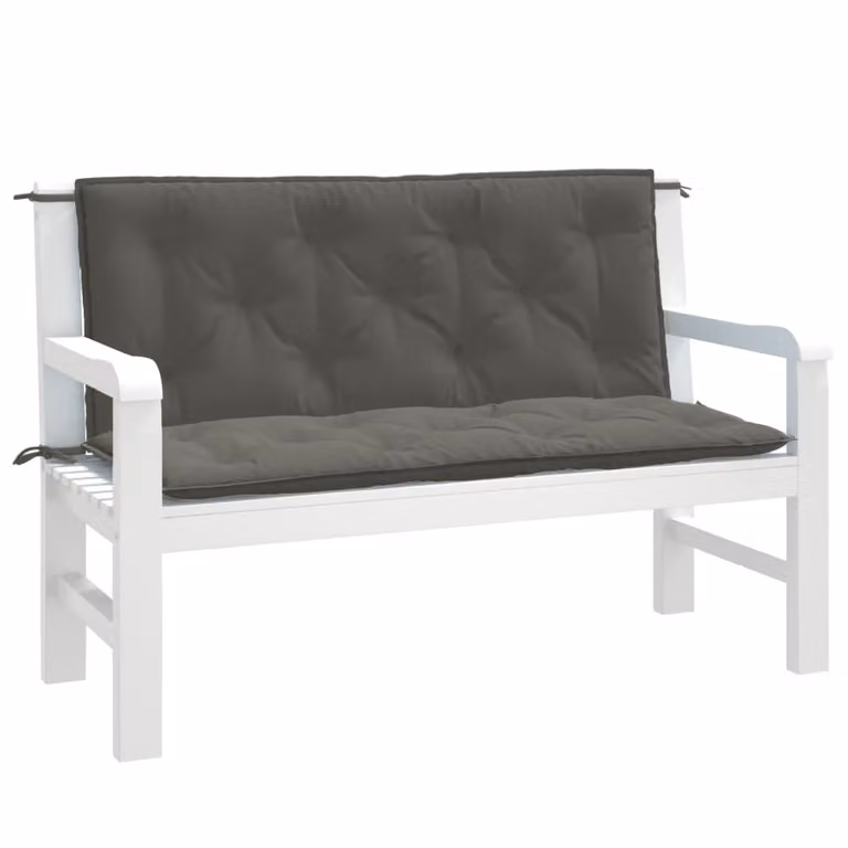 Set di 2 cuscini per panca da giardino vidaXL in poliestere grigio, L 120 cm x P 50 cm x H 7 cm
