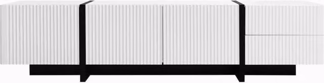 Mobile TV 190 cm con 3 ante e 2 cassetti in MDF bianco e nero