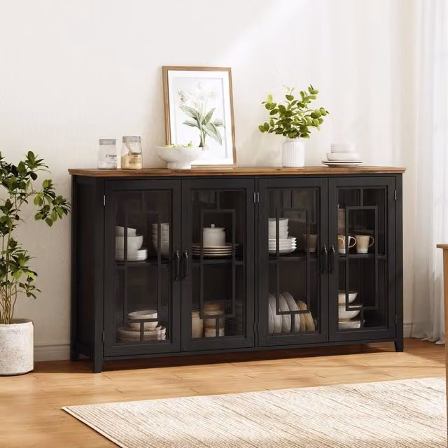 Mobile credenza cucina ¨C Minimal ¨C 160cm ante vetro legno moderno
