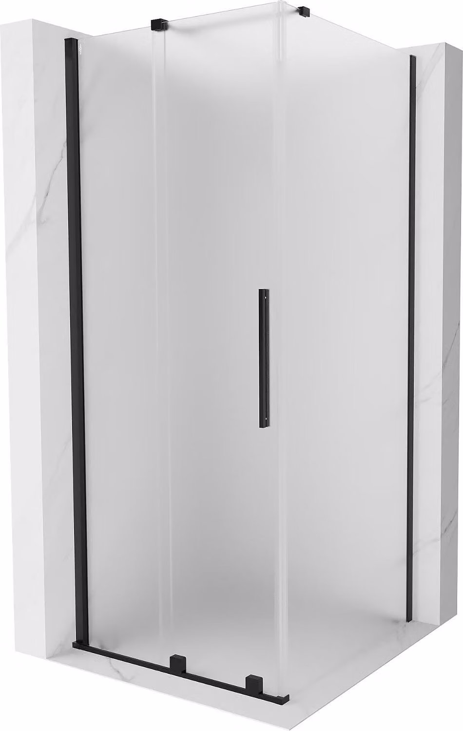 Mexen Velar cabina doccia scorrevole 90 x 90 cm, ghiaccio, nero - 871-090-090-31-70