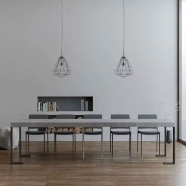 Consolle allungabile Itamoby Tecno Premium colore cemento e gambe antracite L/P/H: 90 x 40 x 300 cm