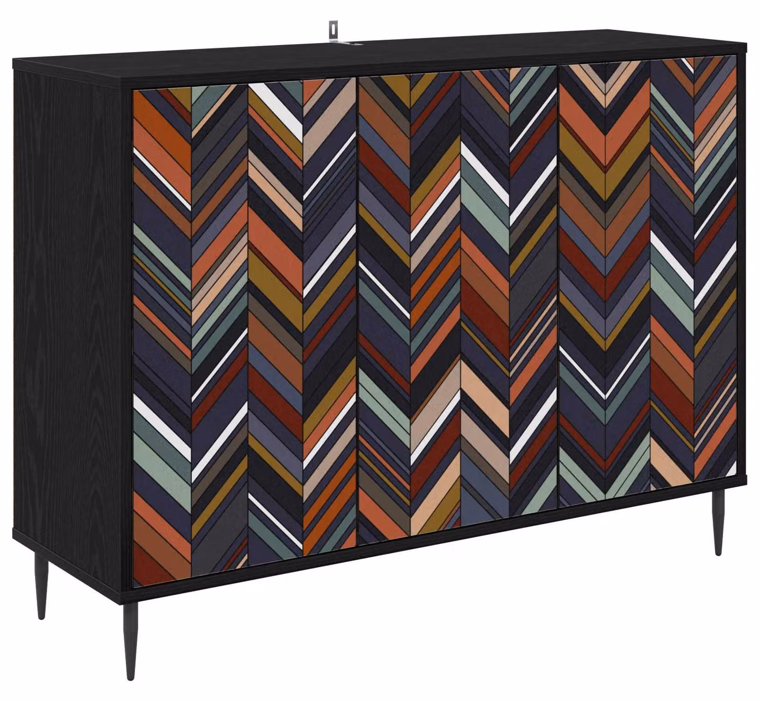 Mobile contenitore OMMEN, finitura effetto legno nero, dimensioni 102 x 33 x 76 cm