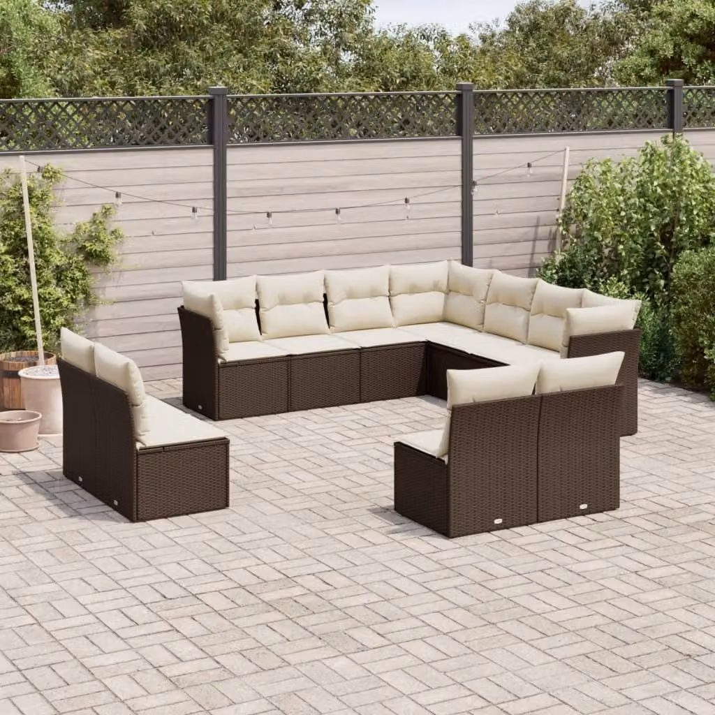 Maison Exclusive - Set Divani da Giardino 11 pz con Cuscini Polyrattan Marrone