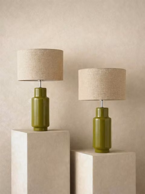 Set di 2 lampade da tavolo Lisbon Kenay Home in ceramica verdi e beige – 1