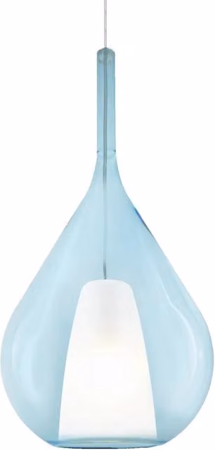 Sospensione Contemporanea Kalique Vetro Azzurro Bianco E Cromo 1 Luce E27 H59Cm