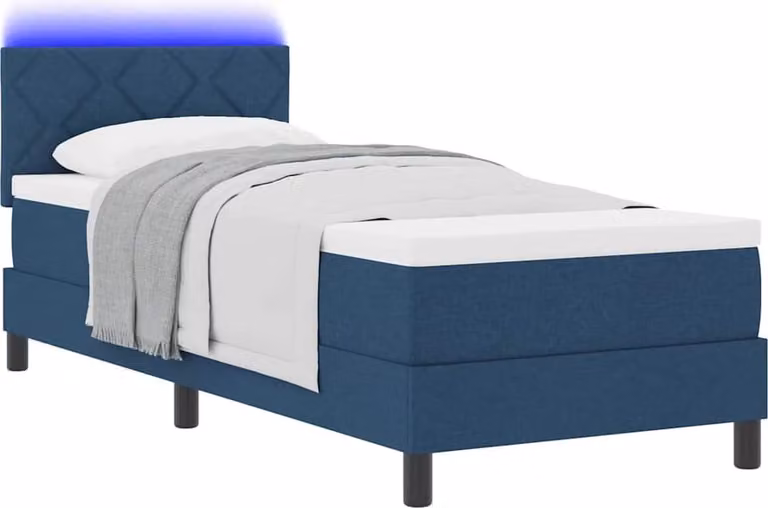 Letto a molle con materasso con led Blu 80 x 200 cm Tessuto