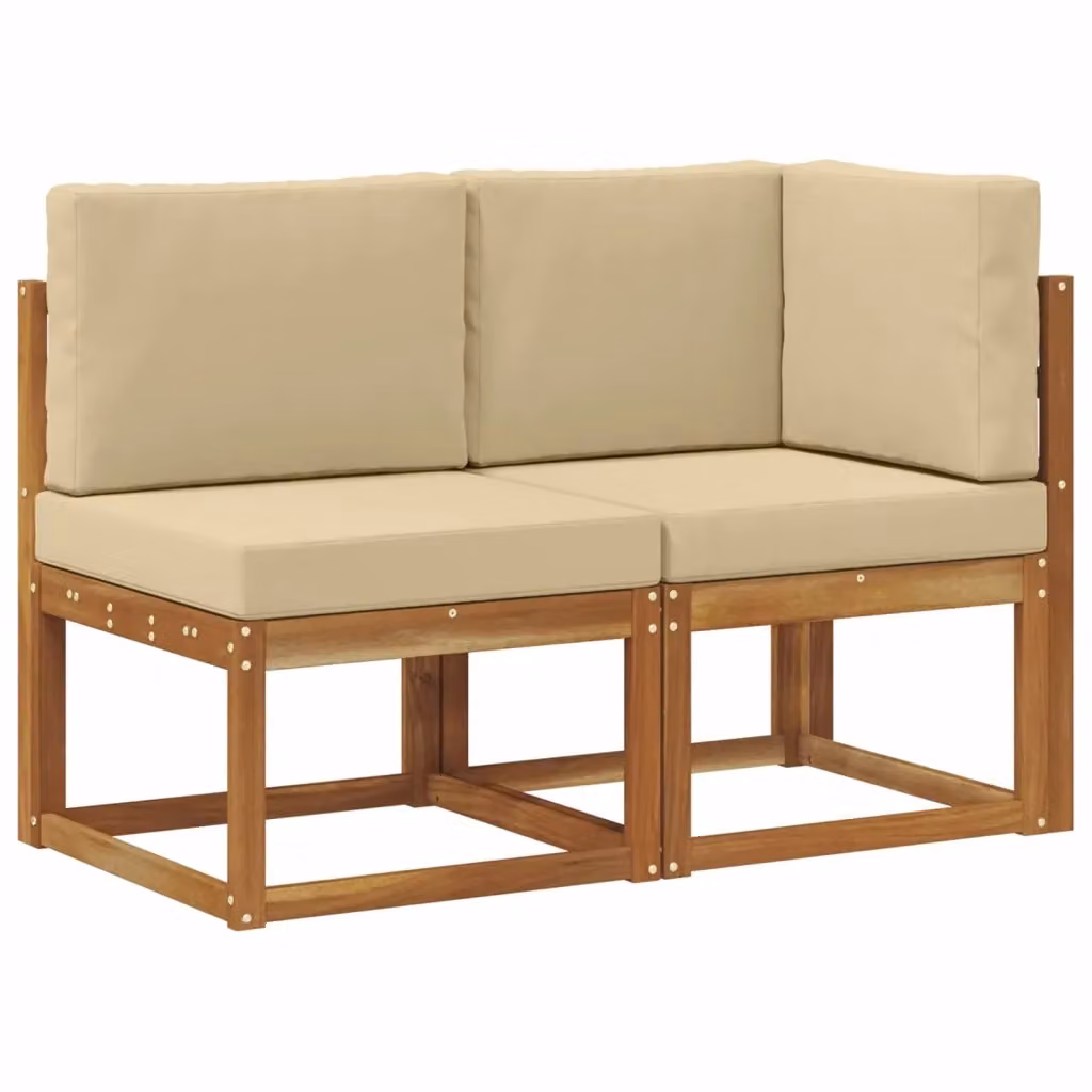 Divano angolare da esterno modulare vidaXL in legno di acacia con cuscini beige e sabbia – 2