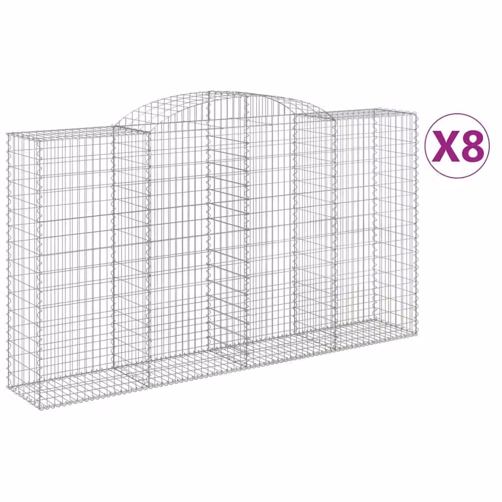 Cesti Gabbioni ad Arco 8 pz 300x50x160/180 cm Ferro Zincato