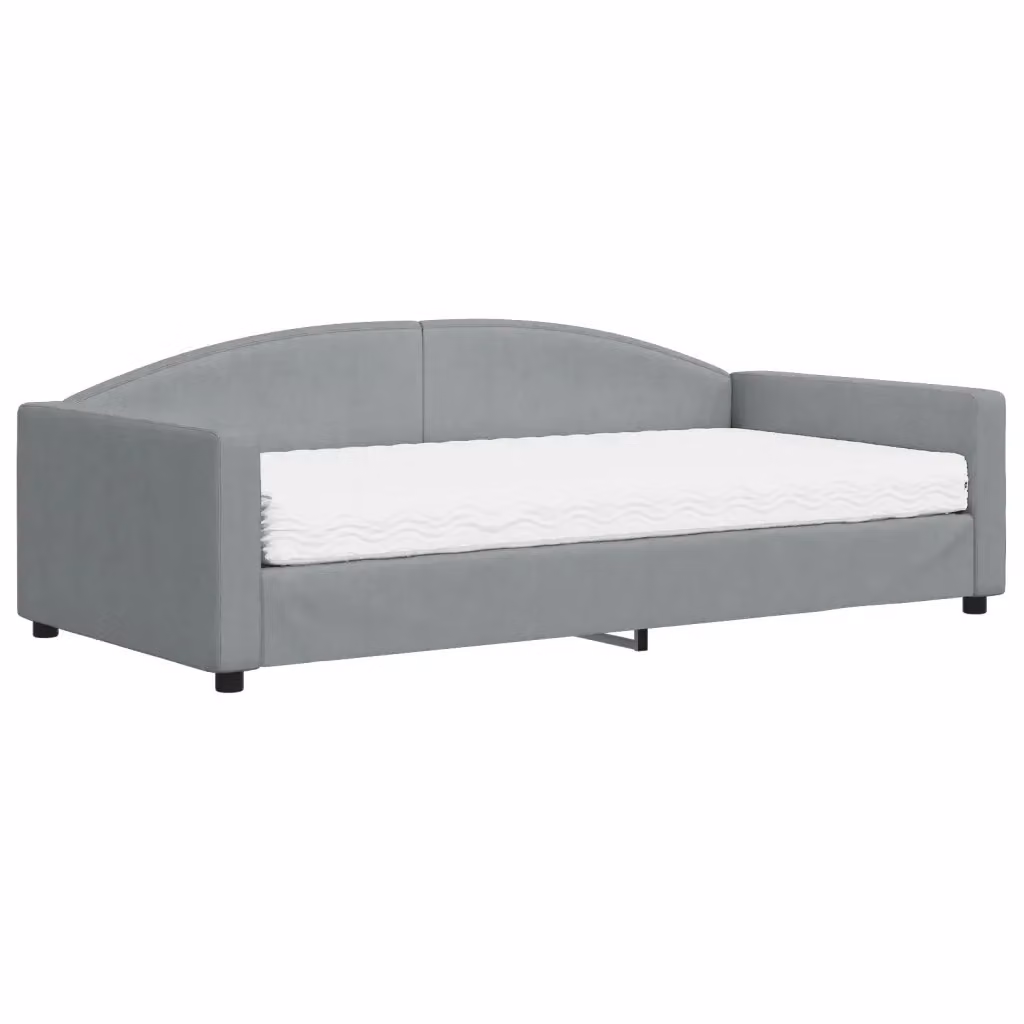 Divano Letto Moderno vidaXL in Tessuto Grigio con Materasso in Schiuma L/P/H: 223 x 110 x 75 cm, Materasso 100 x 200 cm – 2