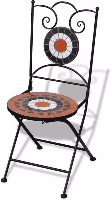 Set di 2 sedie da bistrot pieghevoli e impilabili per esterno in metallo color terracotta e bianco