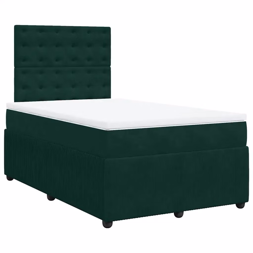 Letto con Giroletto a Molle e Materasso Ibrido vidaXL in Velluto Verde e Bianco L/P: 120 x 190 cm – 2