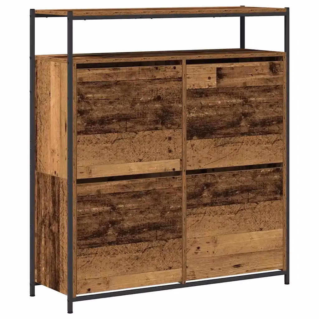 Mobile per scarpe vidaXL con ante in legno e metallo, L/P/H: 100 x 34 x 112 cm – 2
