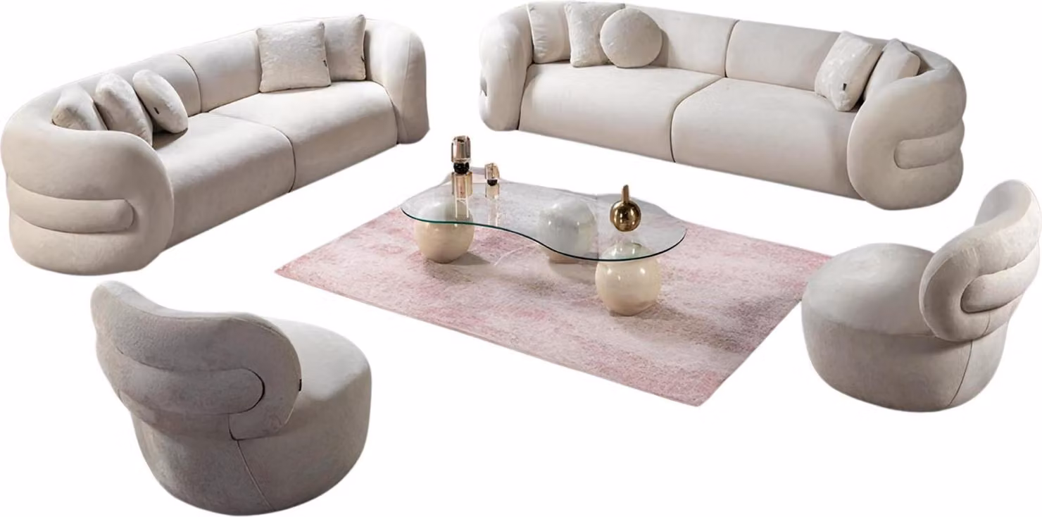 Wohnzimmer Luxus Sofagarnitur Set Couch Polster 4tlg. Weich Gepolstert