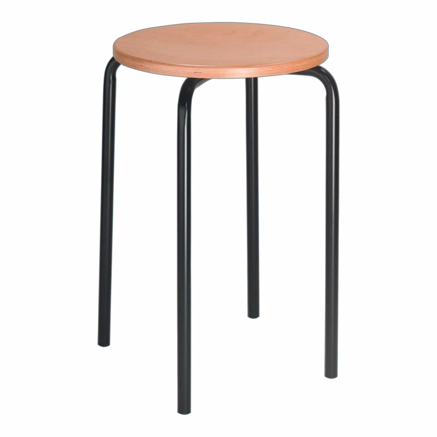 STIER Sgabello impilabile con robusto telaio in tubolare d'acciaio Altezza seduta 500 mm Faggio naturale, sgabello, legno, impilabile