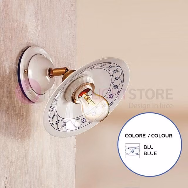 Applique da Parete Orientabile FIESOLE di Ceramiche Borso in Ceramica e Ottone, Stile Rustico Country, Colore Bianco