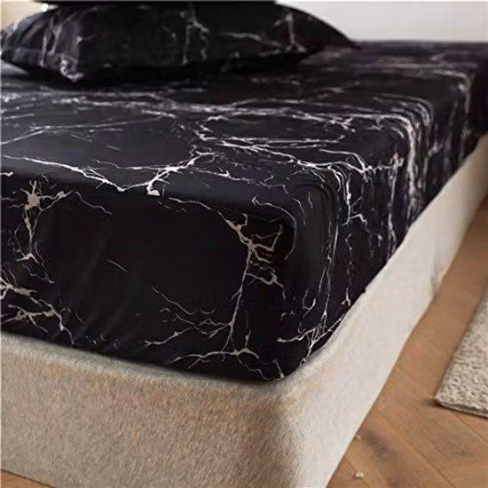 Ibenzoa® Lenzuolo elasticizzato per materasso, 140 x 200 cm – Effetto marmo, bianco e nero, 100% microfibra di poliestere, traspirante, adatto a materassi fino a 25 cm di altezza, elastico su tutto il perimetro, non necessita di stiratura