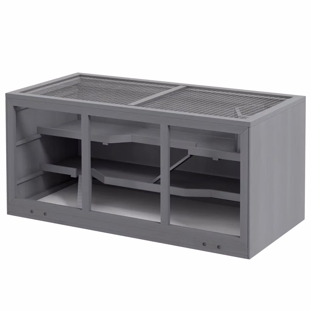 Gabbia per criceti nani Xylo in legno grigio con chiusura – 2