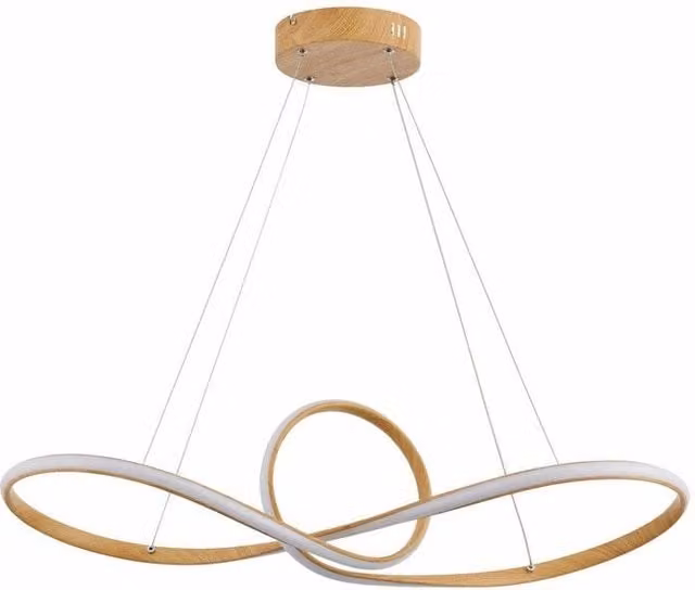 Lampada sospesa LED Arlena Reality Leuchten in legno e bianco con altezza regolabile
