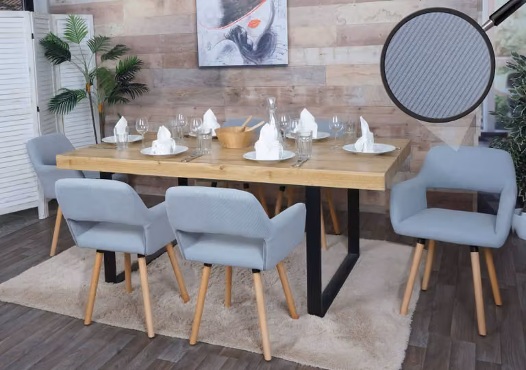 Set da 6 sedie da sala da pranzo MCW-A50 II, sedia da cucina imbottita, legno e tessuto/velluto (400 g/m²) MVG ~ grigio chiaro