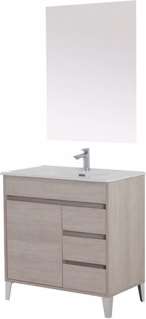 Composizione Bagno Rovere Chiaro Mobile 80 cm Lavabo Specchio