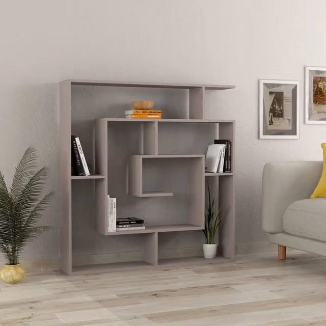 Libreria Labirent Veriaffari beige con 9 ripiani L: 125 cm, P: 22 cm, H: 129 cm