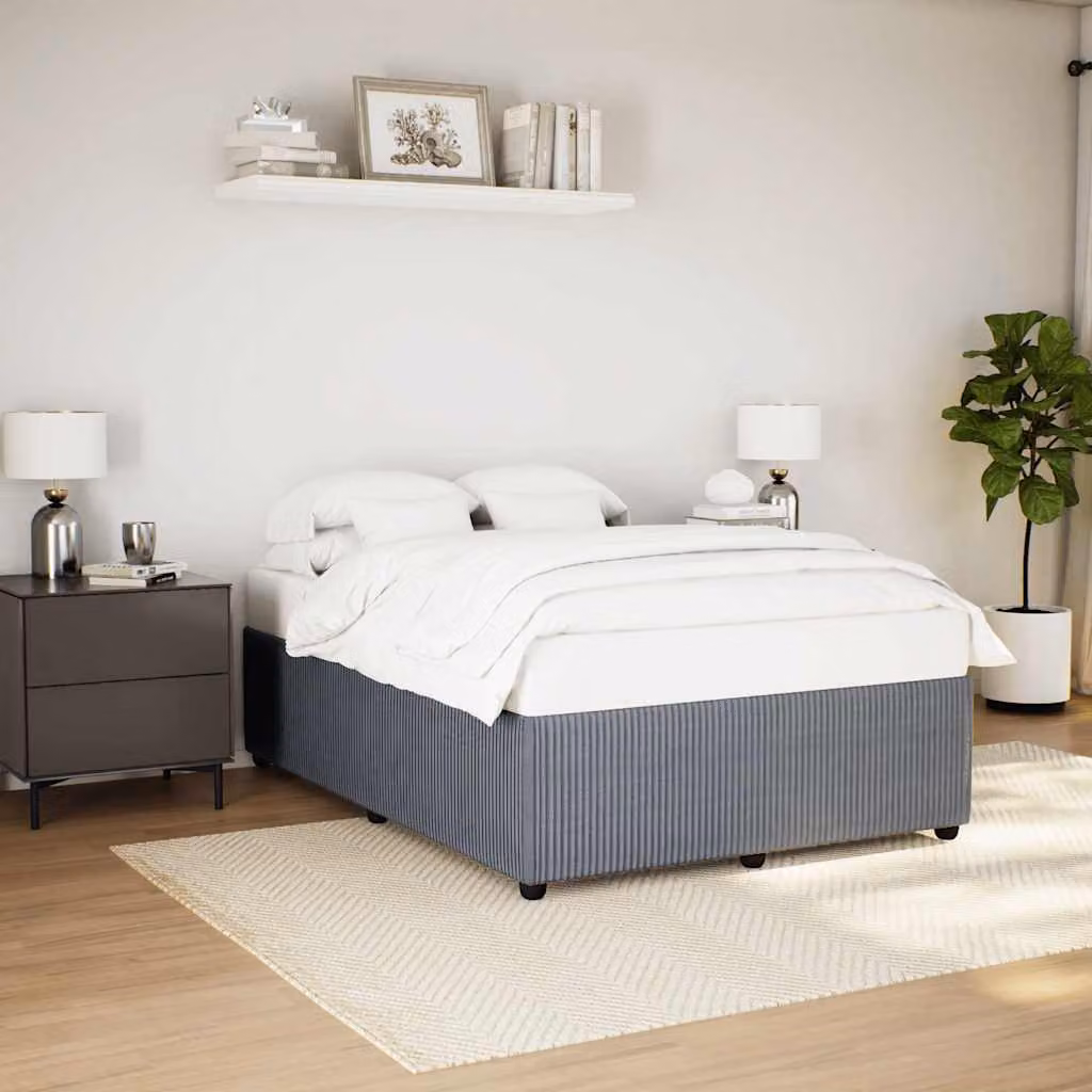 vidaXL Giroletto senza Materasso in Velluto Grigio L: 140 cm, P: 200 cm – 1