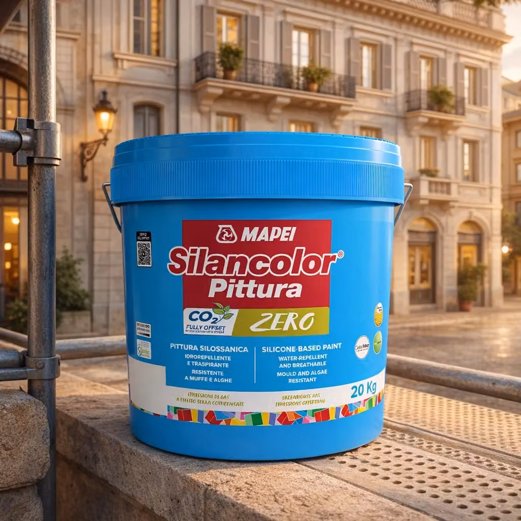 Mapei Silancolor Zero Pittura Silicatica Idrorepellente e Traspirante per Interni ed Esterni, Colore Bianco, 20 kg – 2