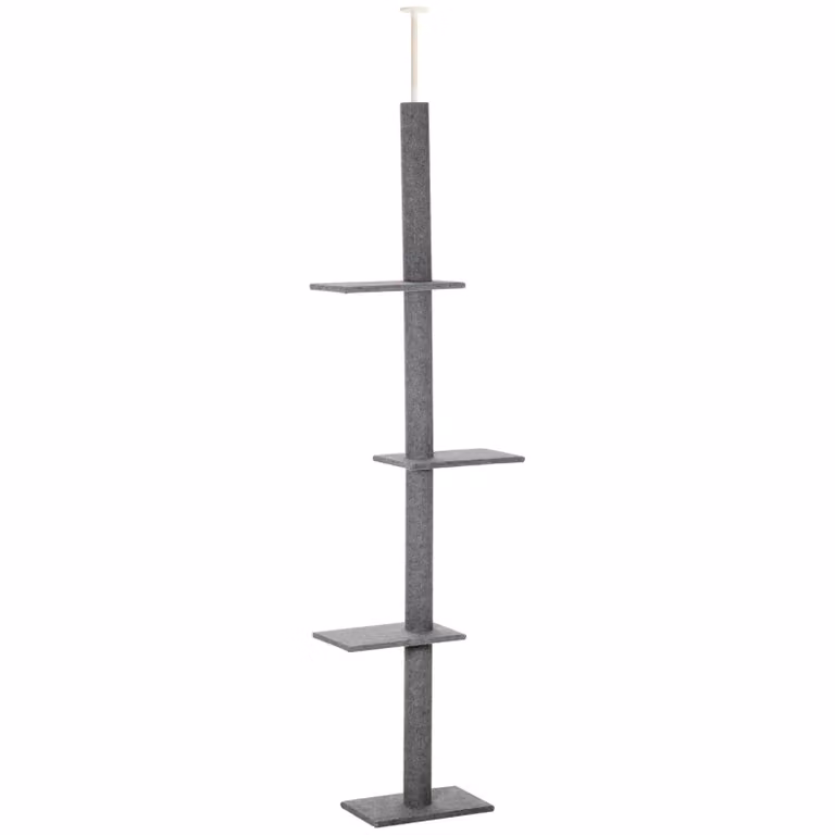 Tiragraffi regolabile in altezza 228-260 cm, tiragraffi a tutta altezza, albero da arrampicata per gatti, grigio, per giocare e rilassarsi