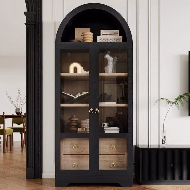 Mobile salvaspazio con ante e ripiani ¨C Minimal ¨C Nero in legno