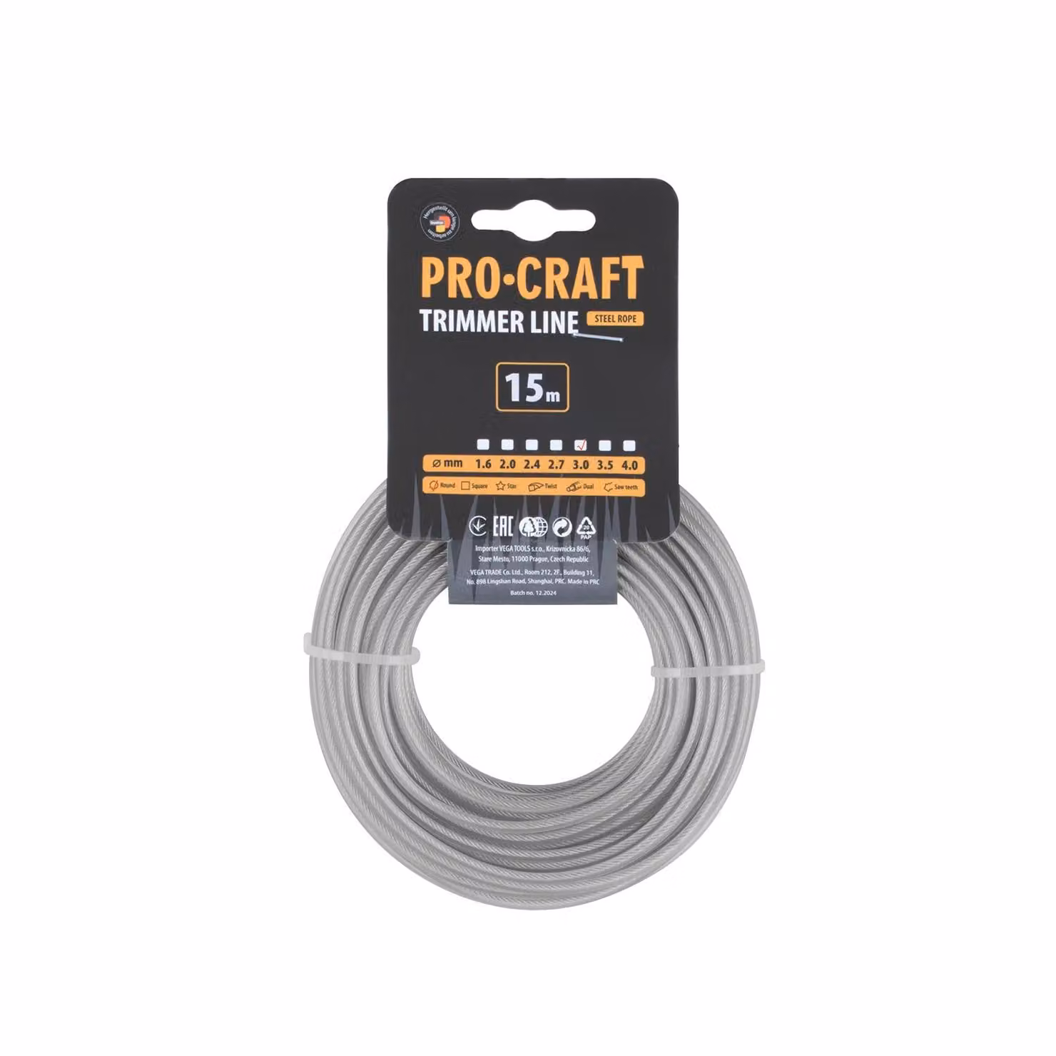 Filo di taglio rinforzato (3 mm) (15 m) rotondo PROCRAFT KR/AR-3/15