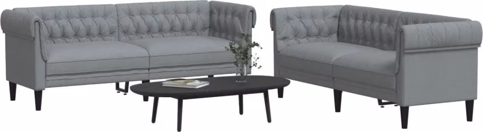 Maison Exclusive - Set divano a 2 posti in tessuto grigio chiaro