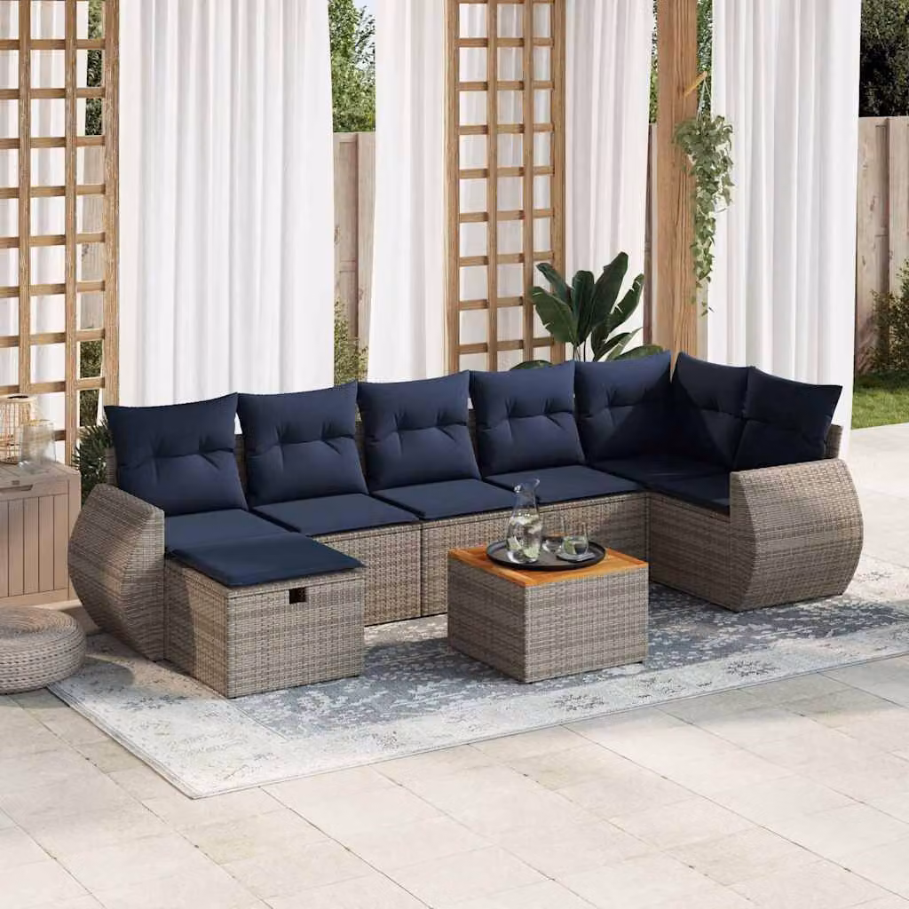 Maison Exclusive - Set Divano da Giardino 8 pz con Cuscini Grigio in Polyrattan