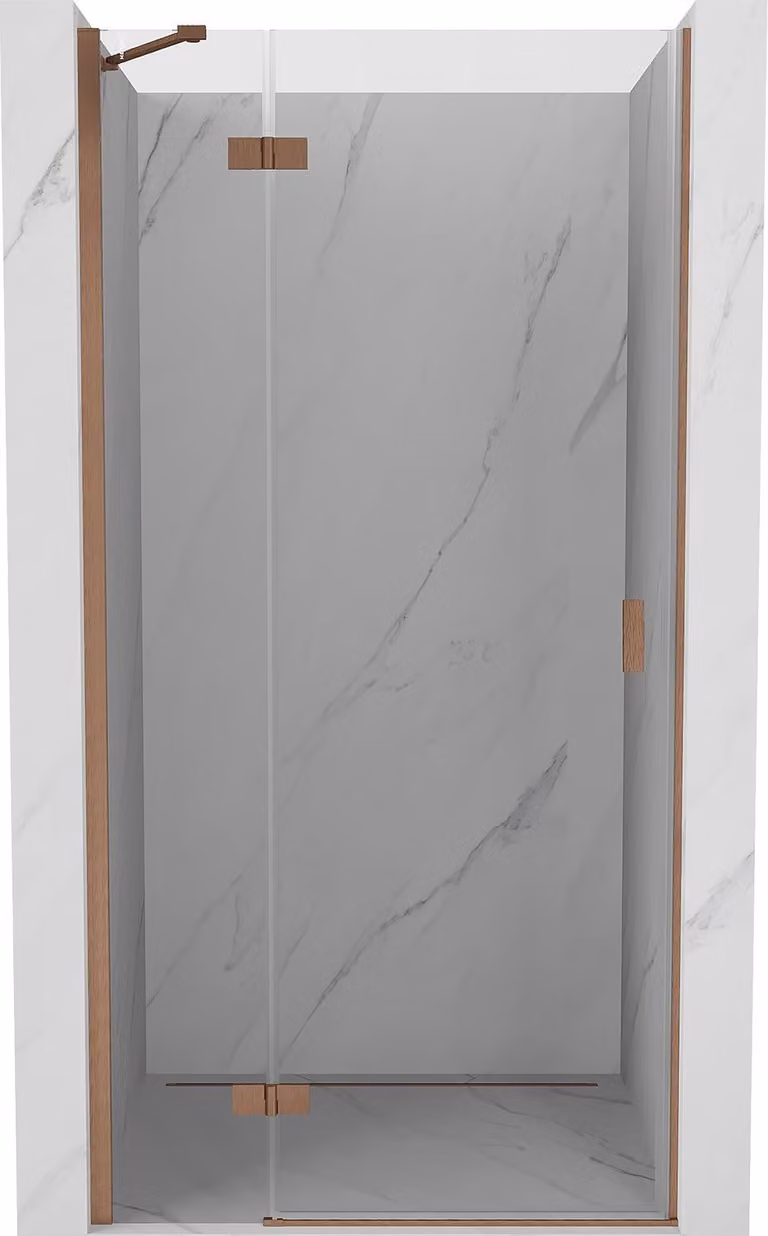 Mexen Mist-H porta doccia a battente sinistra 85 cm, trasparente, rame spazzolato - 8A5-085-000-65-00-L