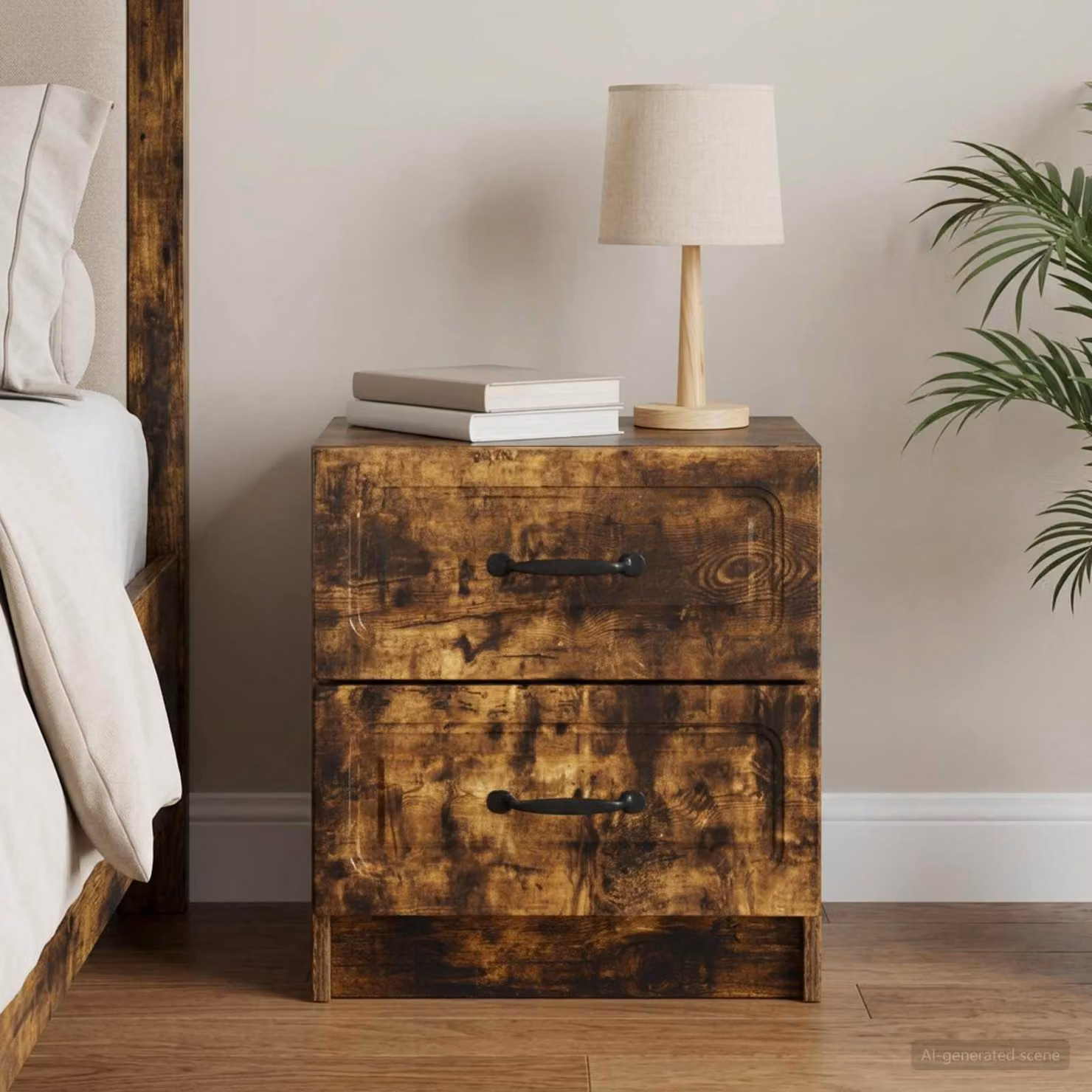 Armadio da Notte Moderno vidaXL in Rovere Fumo, L 43 cm x P 34,5 cm x H 44,5 cm