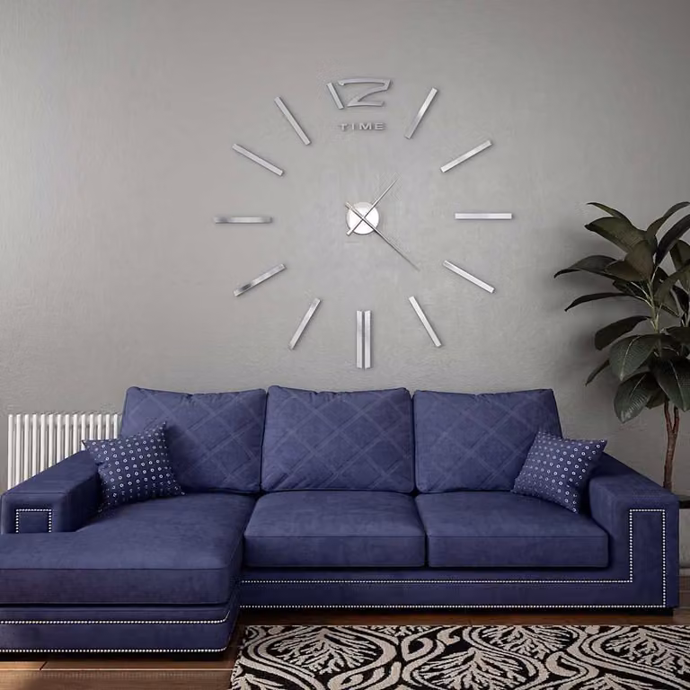 Orologio da Parete Analogico 3D Moderno vidaXL Argento 100 cm