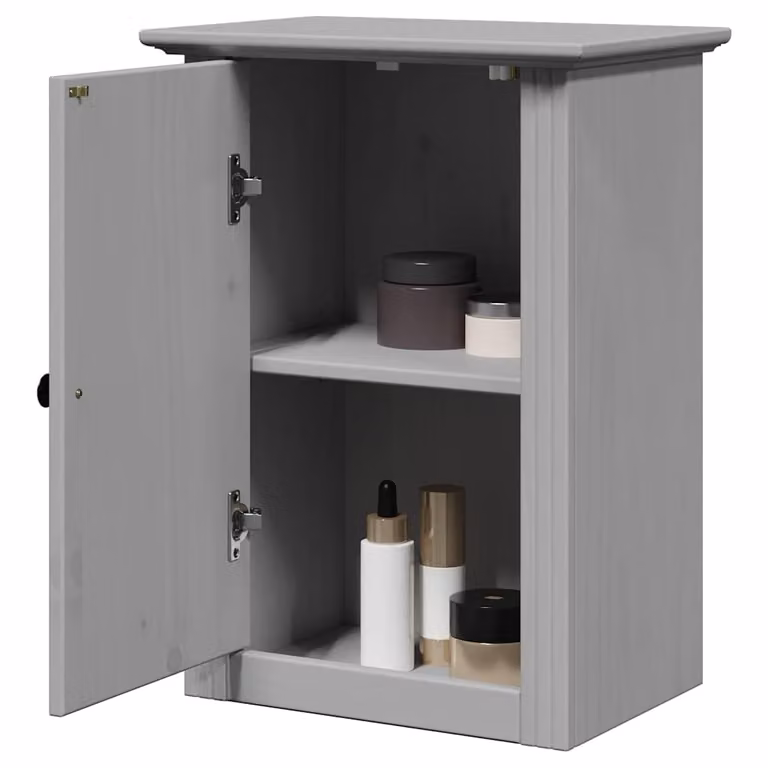 vidaXL Pensile da Bagno BODO Grigio in Legno di Pino con Ante a Battente L: 44 cm, P: 30 cm, H: 60 cm