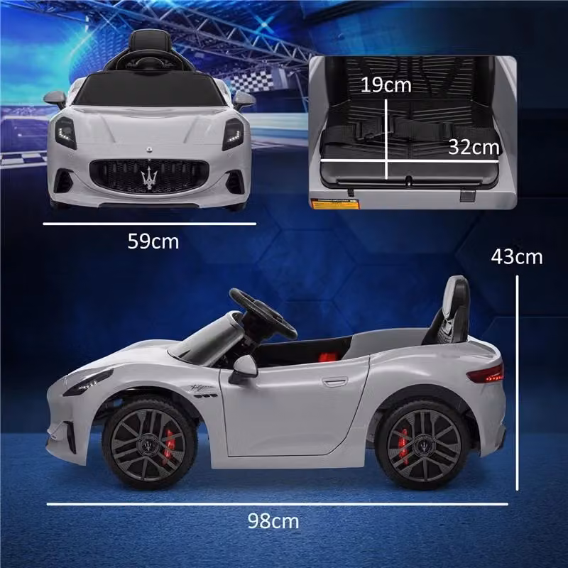 Macchina elettrica per bambini Maserati Gran Turismo Folgore 12V con telecomando, colore grigio – 2