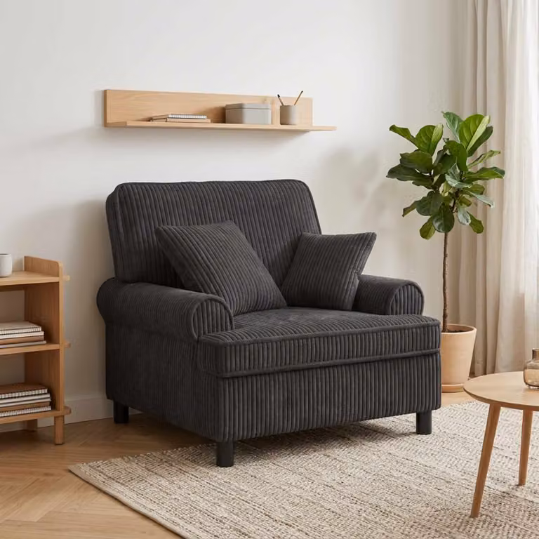 Poltrona lounge moderna vidaXL con cuscini in schiuma e braccioli, colore grigio