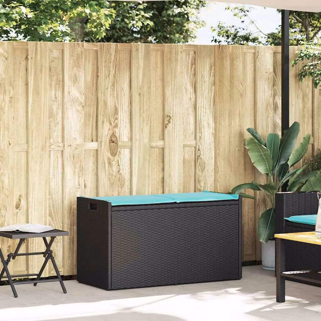 vidaXL Cassapanca da Esterno con Cuscino Nera 100 cm in Polyrattan