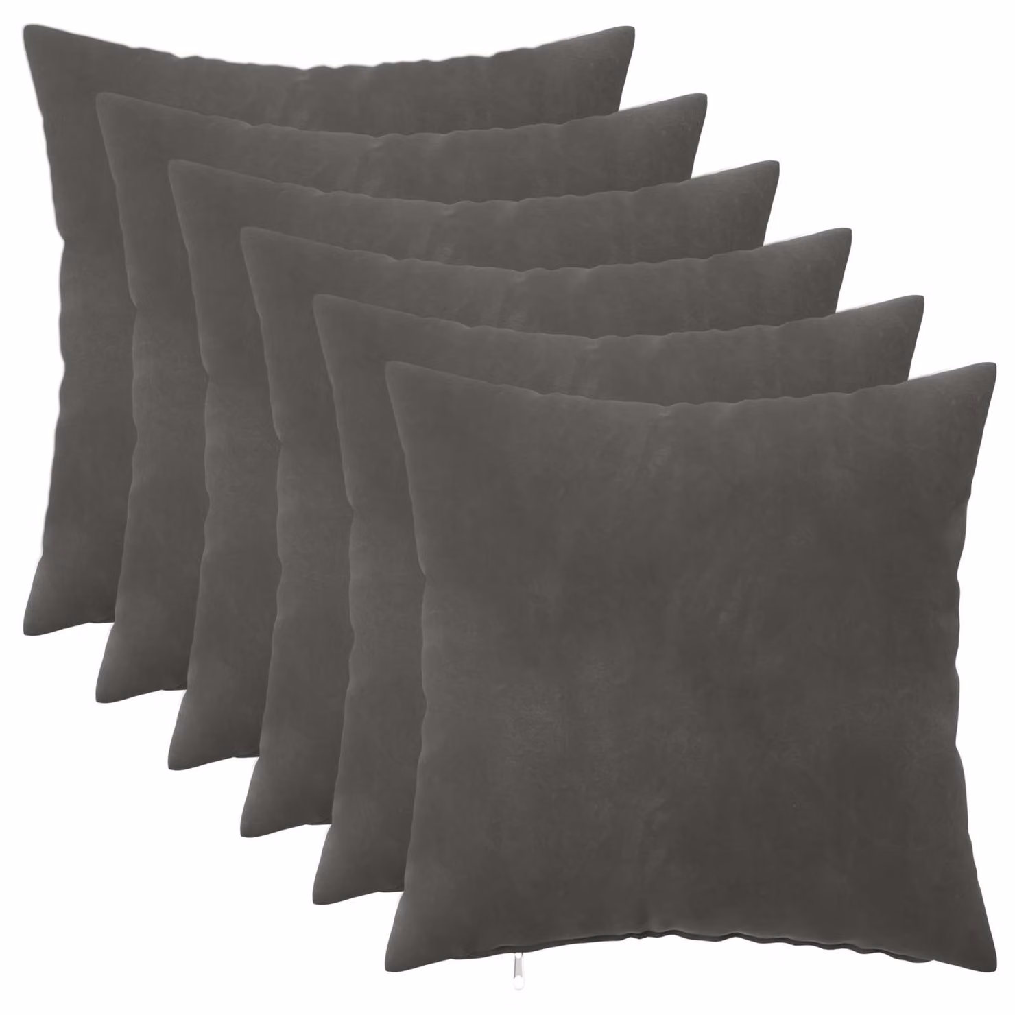 Set di 6 federe vidaXL HEERLEN in velluto grigio, L/P: 40 x 40 cm