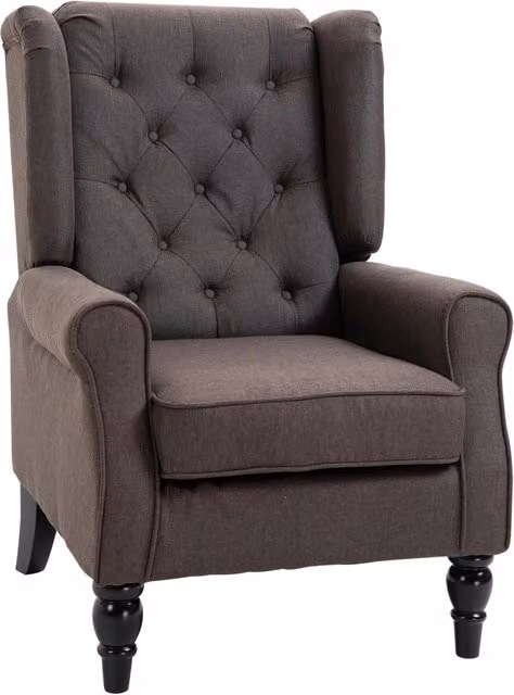 Poltrona per Salotto in Stile Francese con Seduta Imbottita e Cuscini 74x86x102 cm in Poliestere Marrone