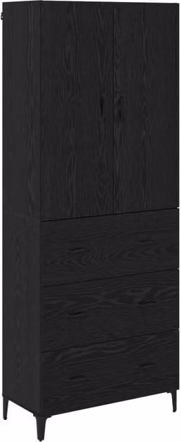 Credenza | Madia | Buffet da pranzo | Armadio da pranzo Rovere Nero 69,5 x 34 x 180 cm Legno multistrato