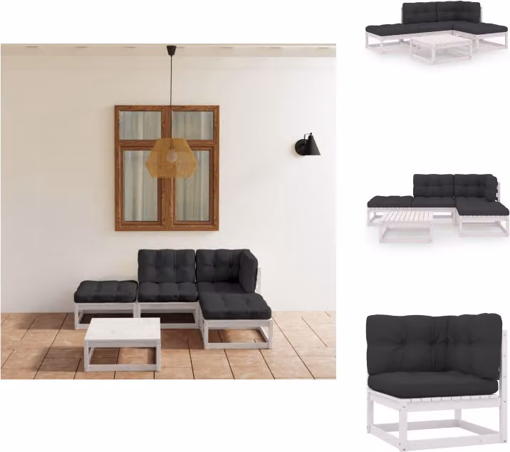 vidaXL Set di 5 pezzi da giardino con cuscini in legno di pino massiccio - Set di mobili da giardino