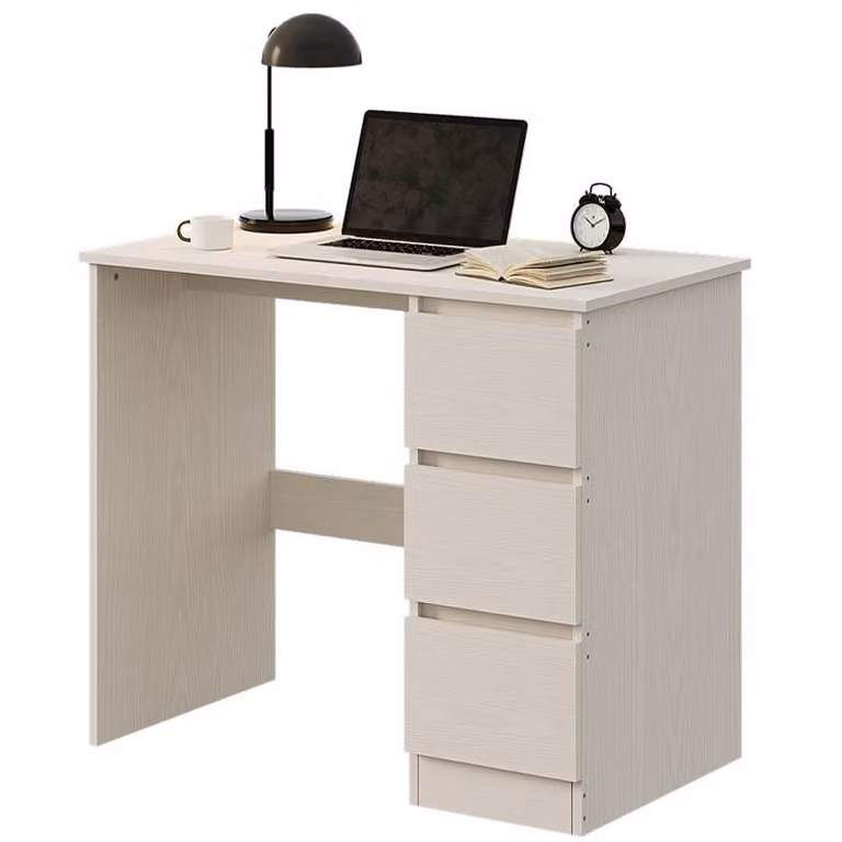 SCrivania per computer Tavolino bianco per ragazzi moderno con cassetti LOFT 90 cm