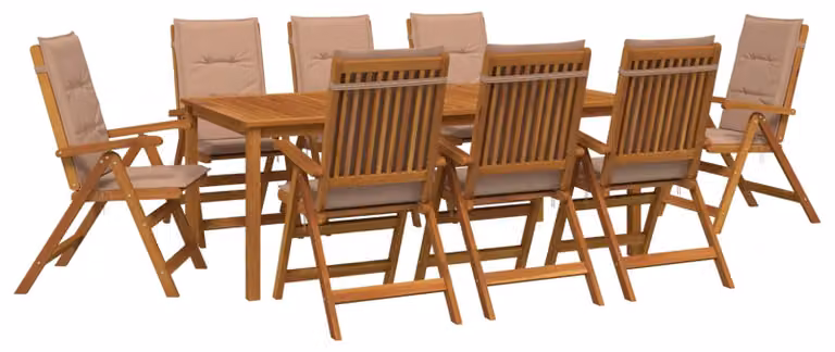 Set da giardino da 9 pezzi, realizzato in legno massello di acacia naturale