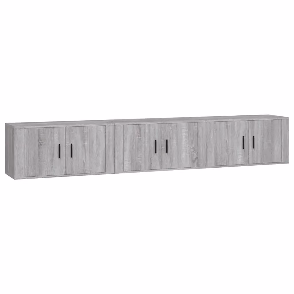 Set di 3 mobili porta TV da parete vidaXL in legno grigio, L 80 cm x P 34,5 cm x H 40 cm – 2